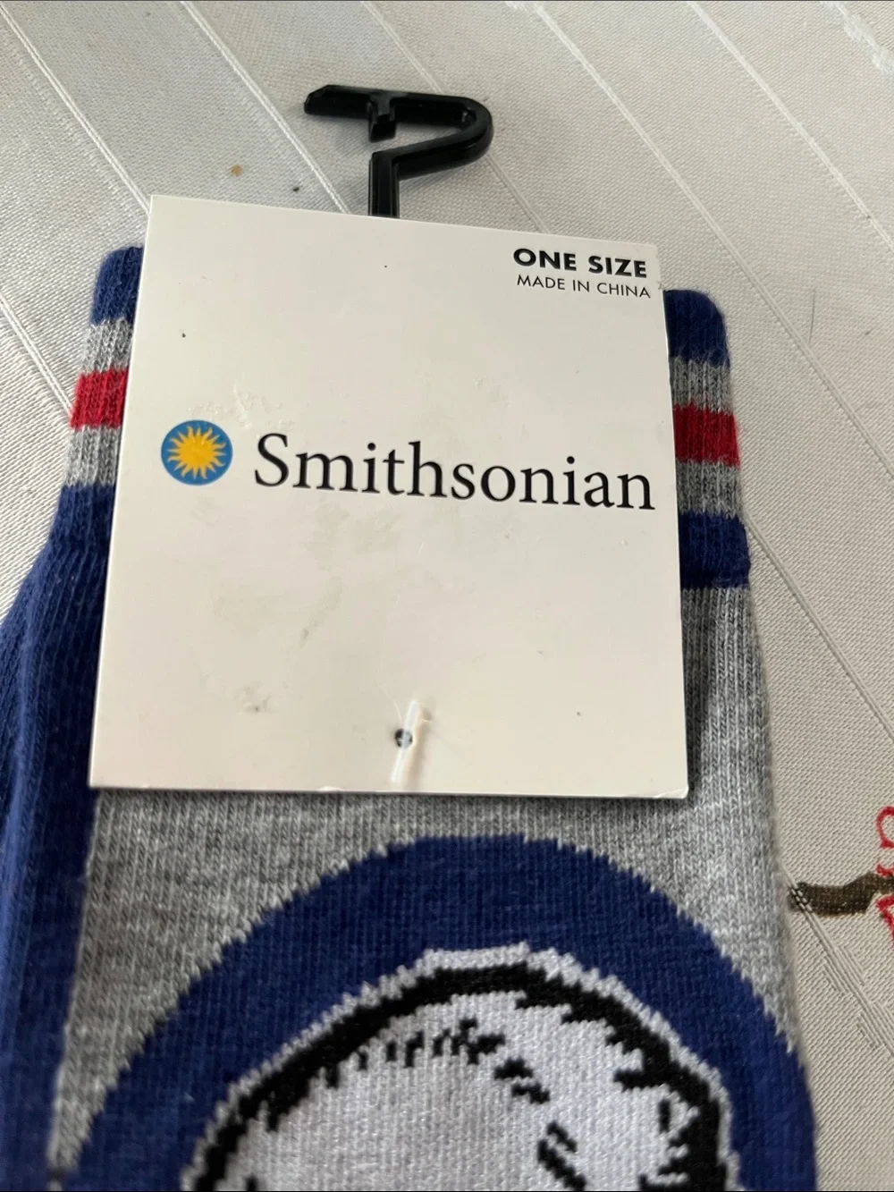 Smithsonian Men’s Crew Socks in Navy with Red Toe